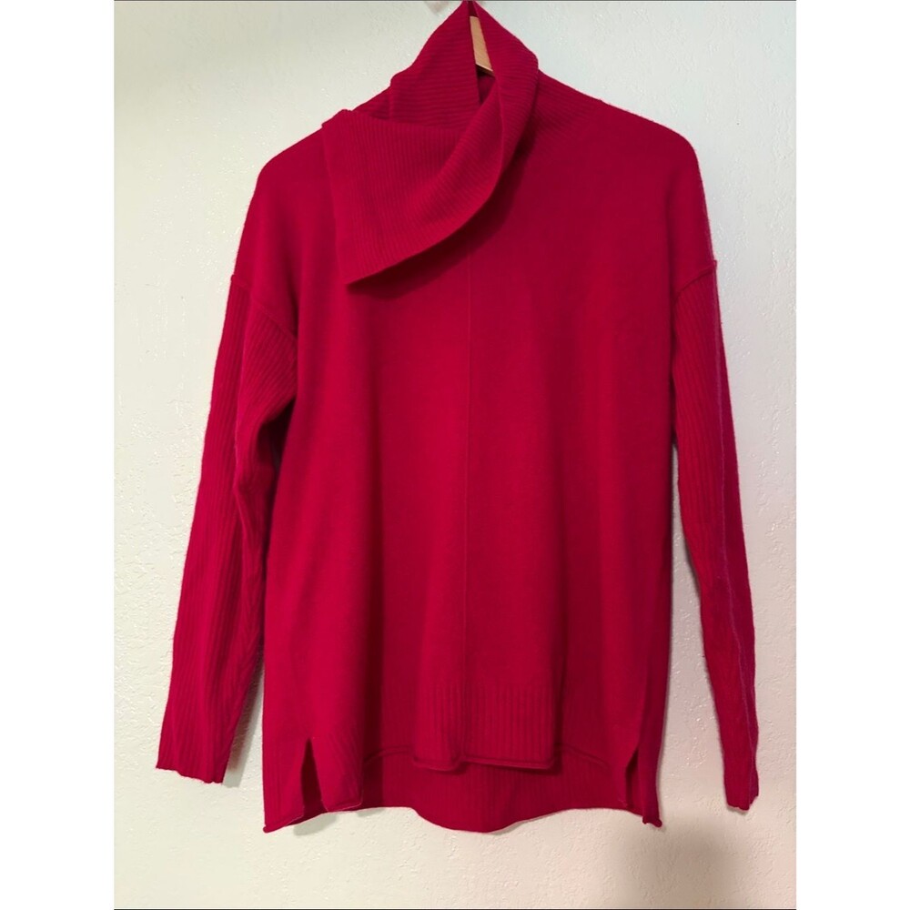 Sundance Deep Pink Draped Cowl Neck Cashmere Sweater Small